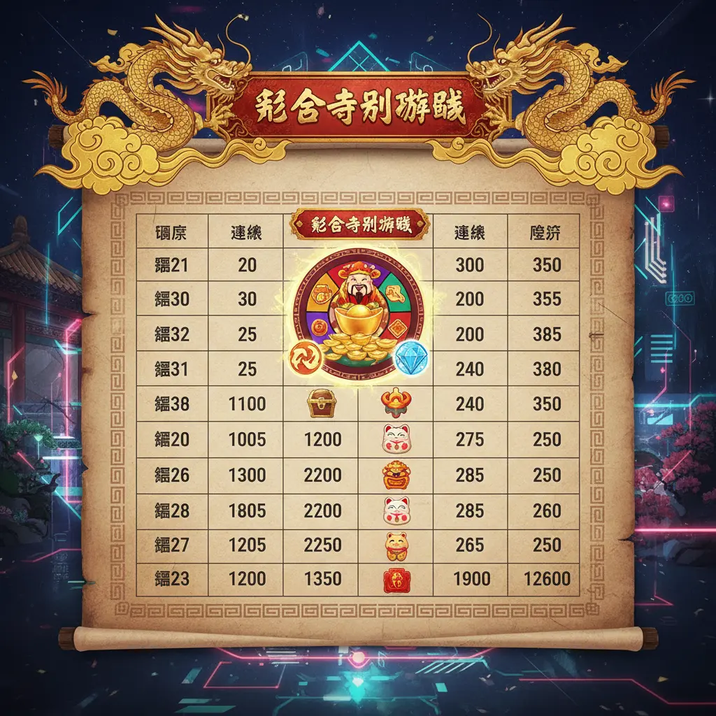 老虎機賠率表 - 彩金特別遊戲